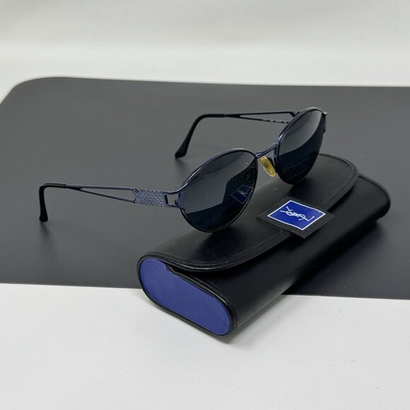 Vintage Yves Saint Laurent Eyeglasses Frame 4135 Y 388 Metallic Blue 53 [] 18 13